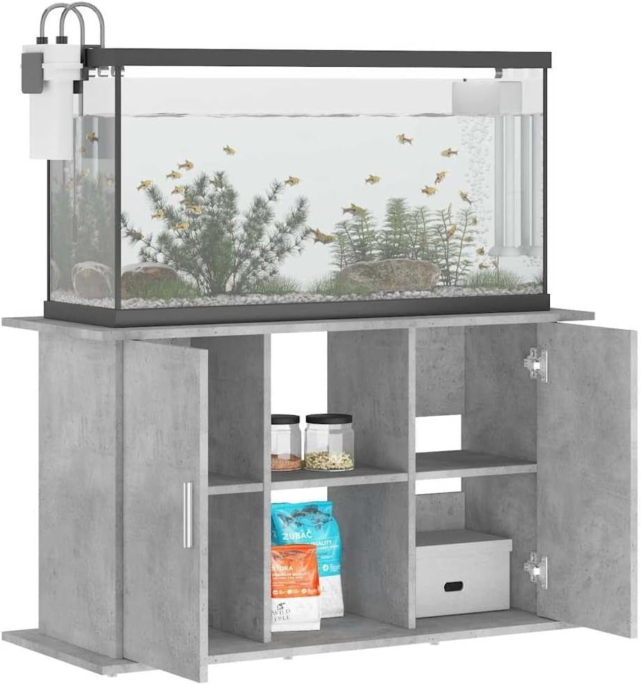 Concrete Grey Aquarium Stand with Storage & Sleek Modern Design 101x41x58cm