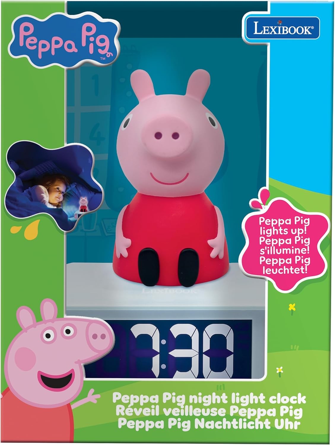Kids Alarm Clock Night Light LCD Snooze Sound Effects Bed Clock Pink