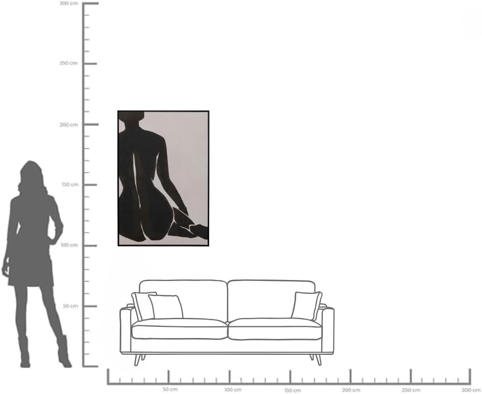 Large Nude Lady Abstract Canvas Wall Art Black Beige 70x110cm