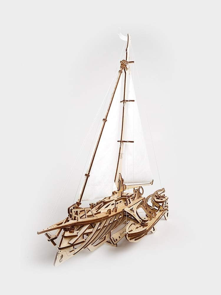 3D Wooden Sailboat Puzzle Kit Adults DIY Yacht Model w/ Working Rigging