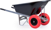 160L 2-Wheel Garden Wheelbarrow – Black/Red – Flat-Free Tyres Heavy Duty 130kg
