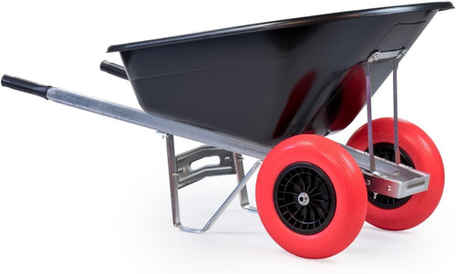 160L 2-Wheel Garden Wheelbarrow – Black/Red – Flat-Free Tyres Heavy Duty 130kg