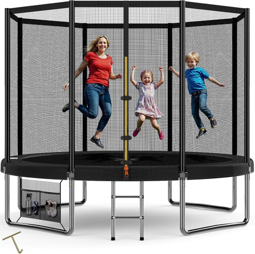 10FT Kids Garden Trampoline Safety Net Steel Frame Outdoor Play