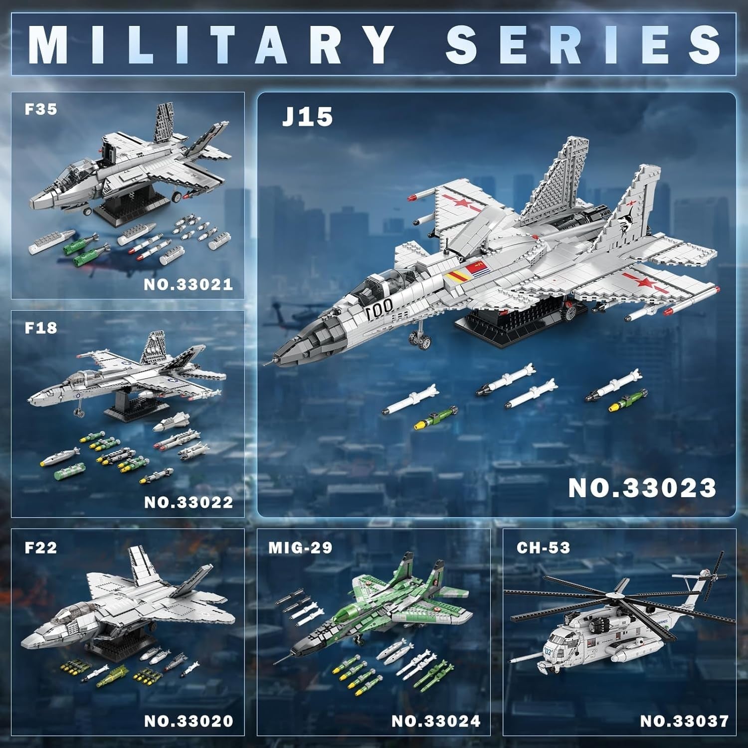 J-14 Fighter Jet Building Set 1999 PCS Military Plane Model STEM Toy for Teens