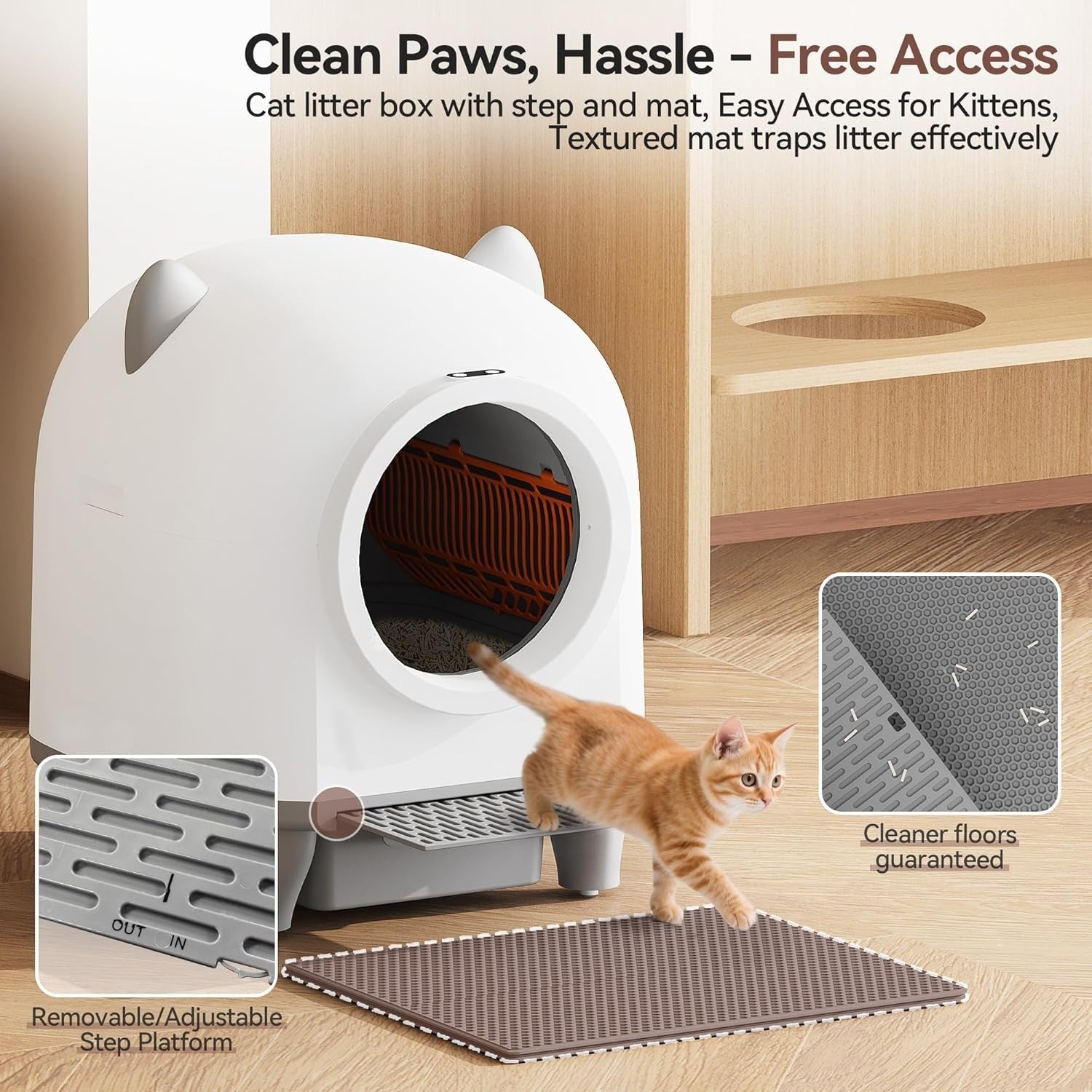 XXL Self Cleaning Cat Litter Box 90L Auto App Control Odor Control