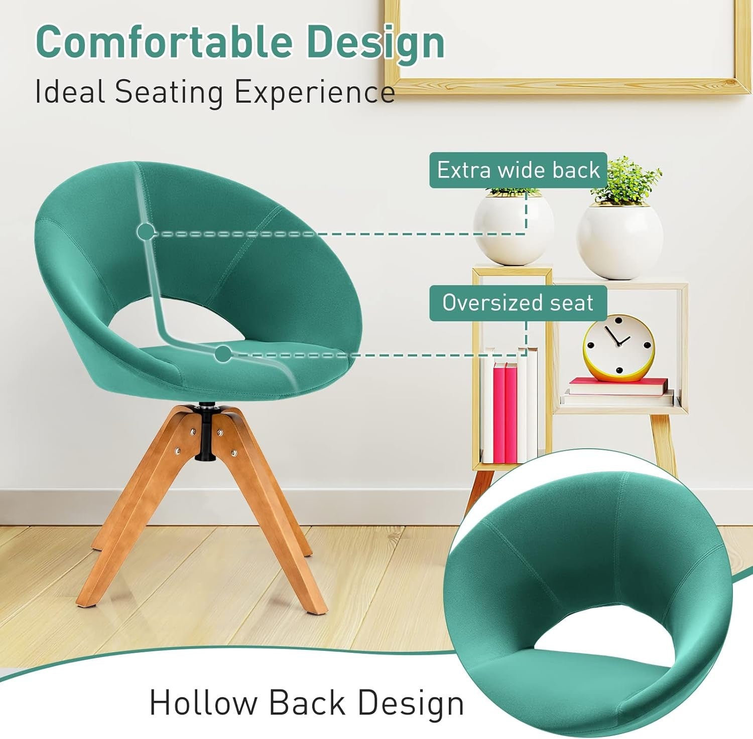 Green Velvet Swivel Accent Chair 360° Tub Armchair Beech Legs