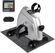 Compact Under-Desk Pedal Exerciser w/ LCD Tracker, Adjustable Straps & Stable