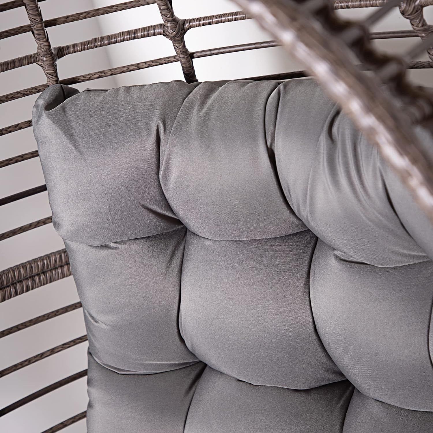 Standing Egg Chair Rattan Pod with Cushion Indoor Outdoor Garden Seat