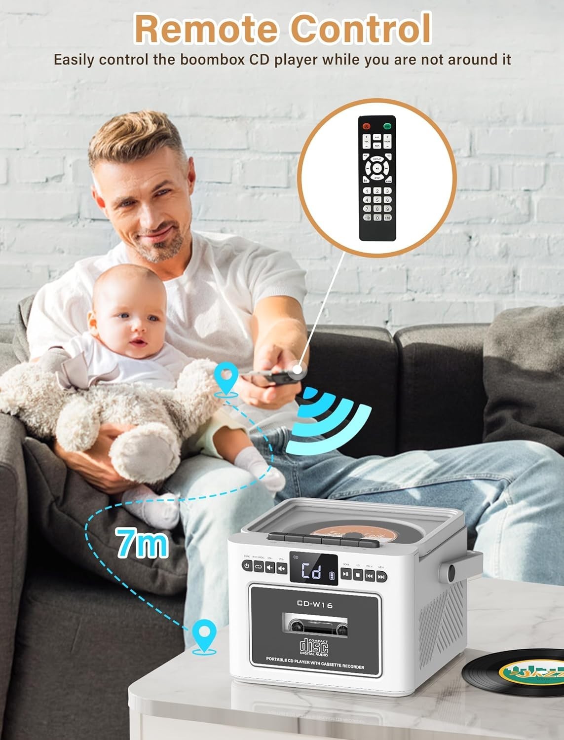 Boombox CD Cassette Player Bluetooth FM Radio USB AUX Rechargeable