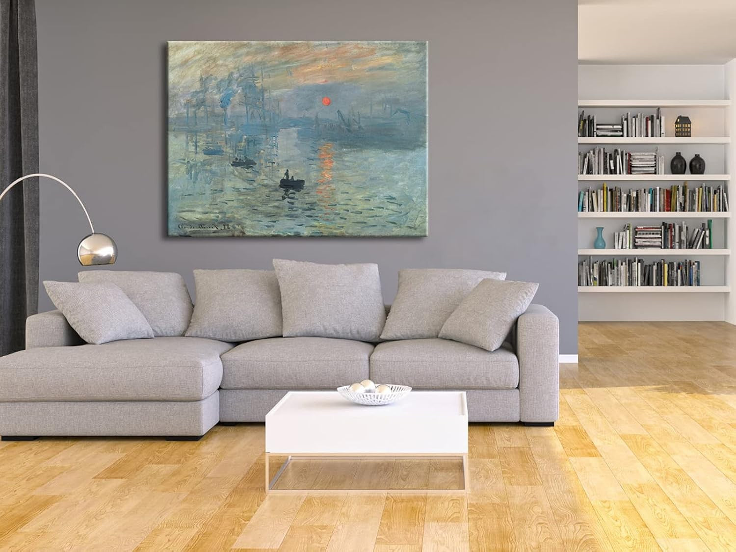 Wieco Art Extra Large Claude Monet Sunrise Canvas Wall Art – Modern Giclee Print