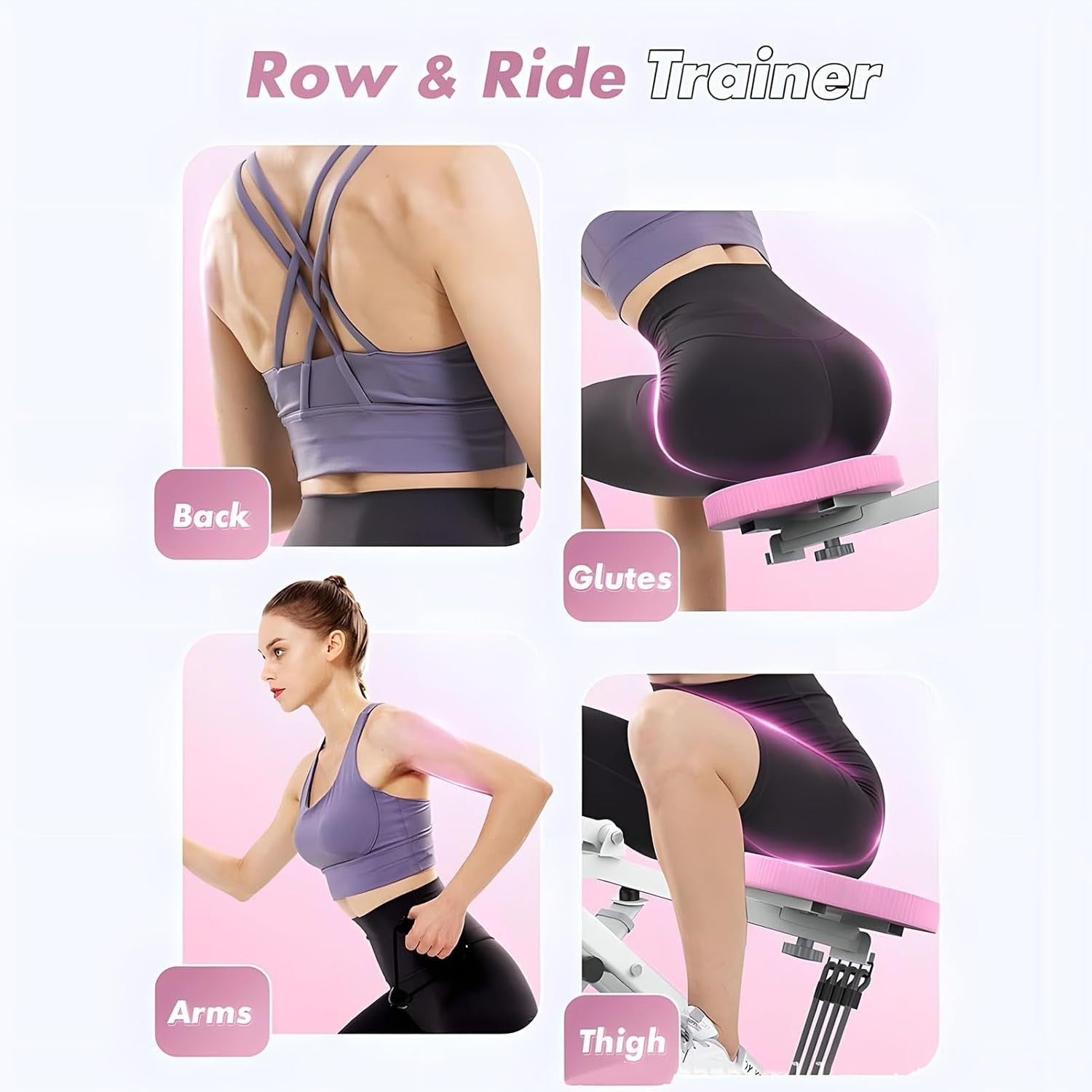 Foldable Row Ride Squat Trainer LCD Display 660lb Home Gym Machine