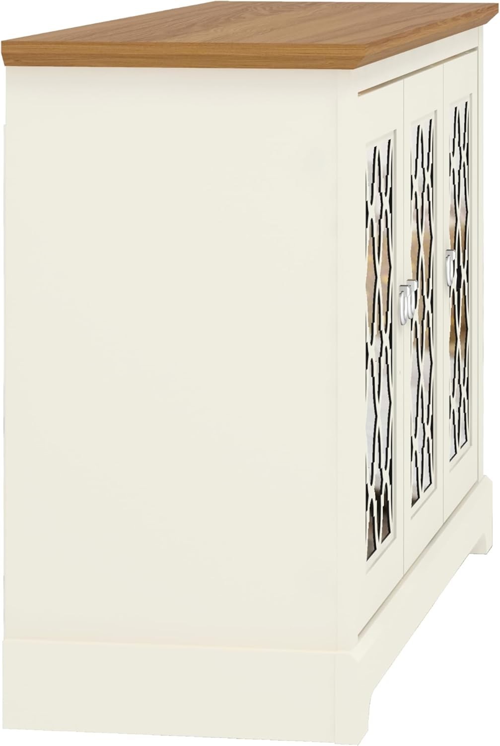 Ivory Oak 3 Door Sideboard Storage Cabinet Adjustable Shelves Durable Wood