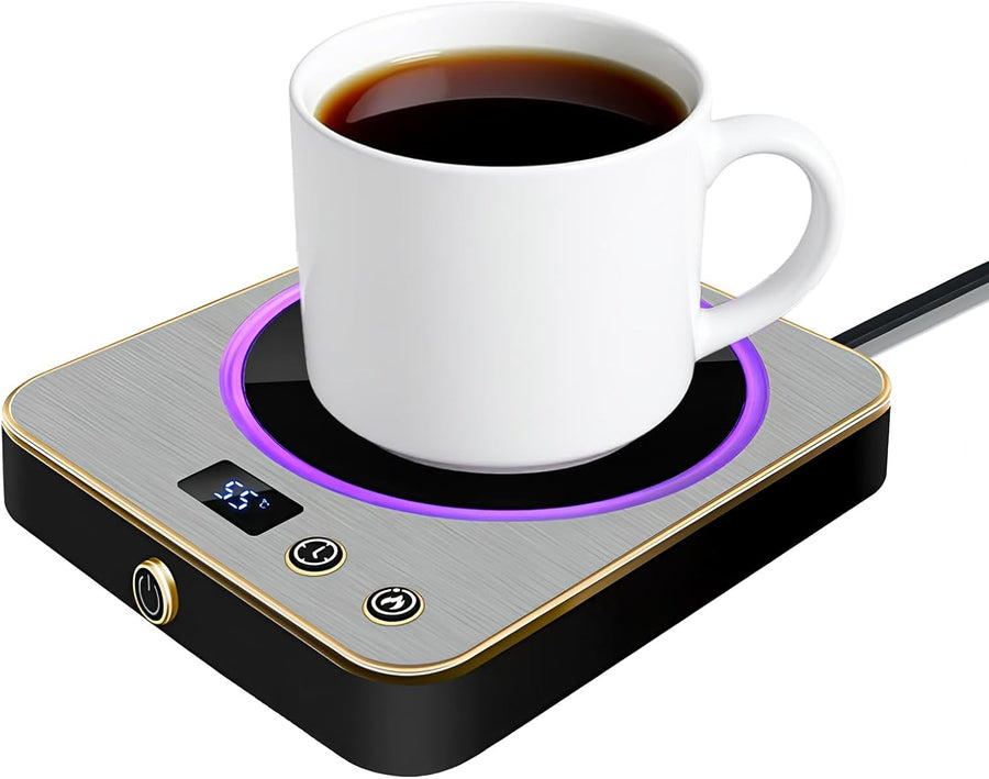 Smart Coffee Mug Warmer 3 Temp LED Desk Cup Heater Silver