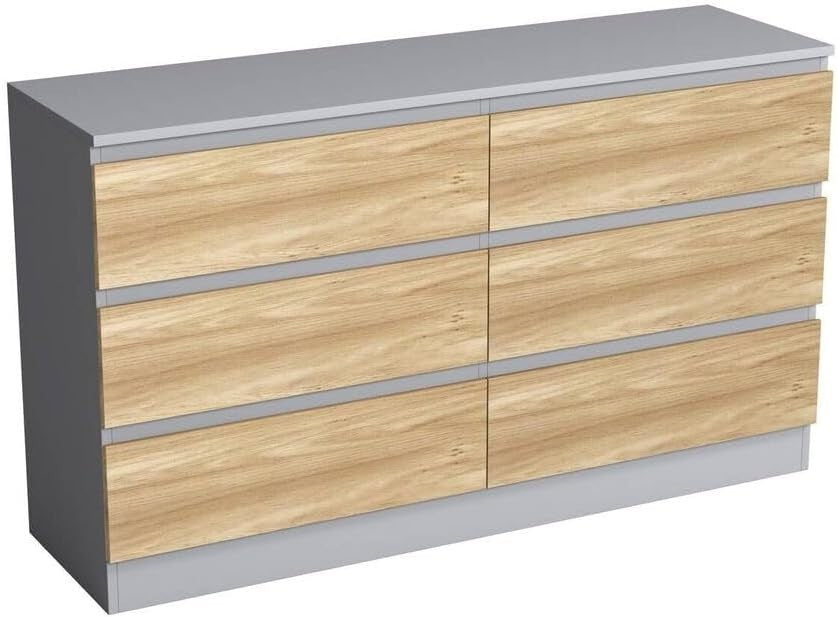 Oak 6 Drawer Chest Cabinet Storage Unit for Bedroom Living Room Office