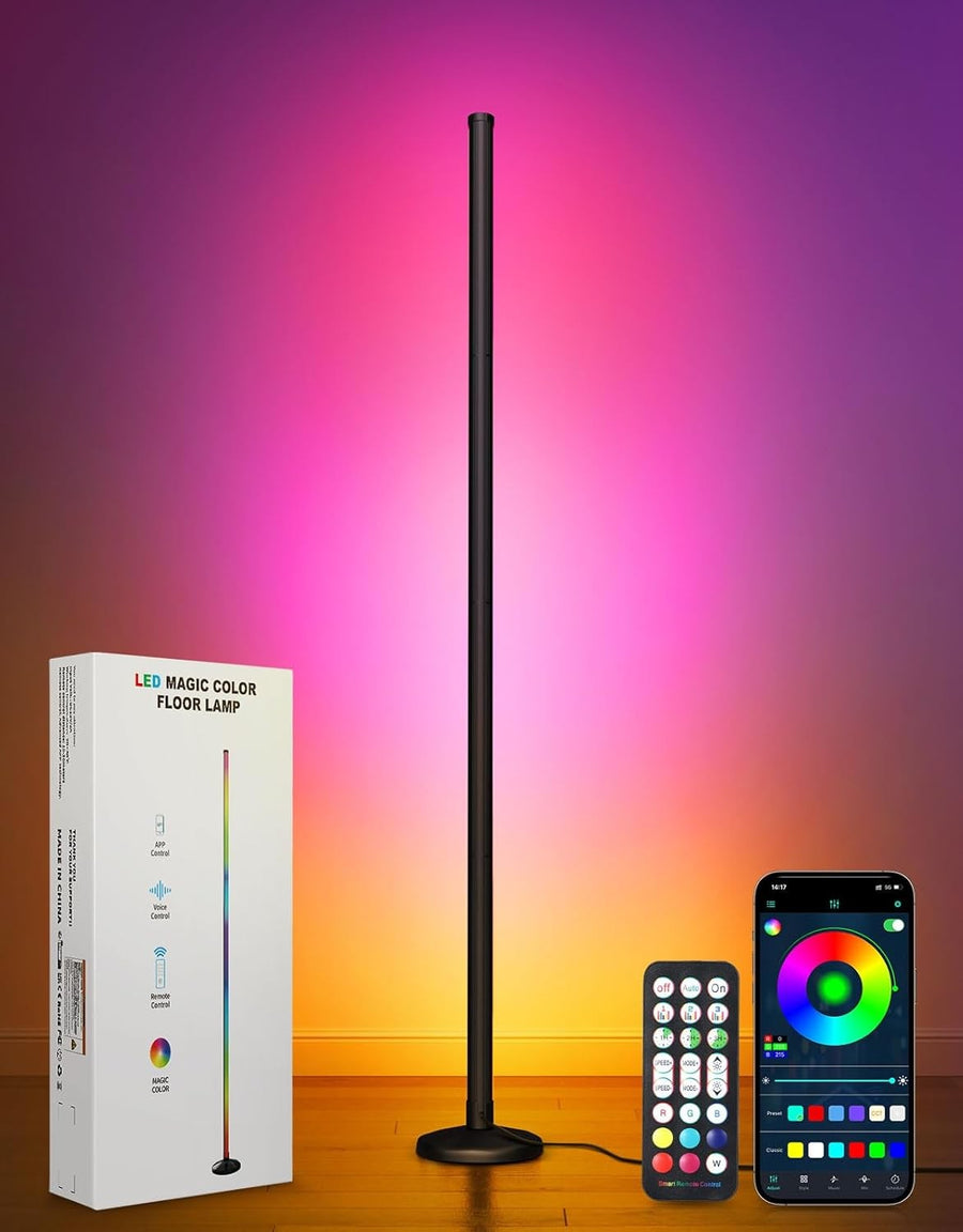 LED RGB Corner Floor Lamp Smart App Remote Music Sync Colour Changing Light