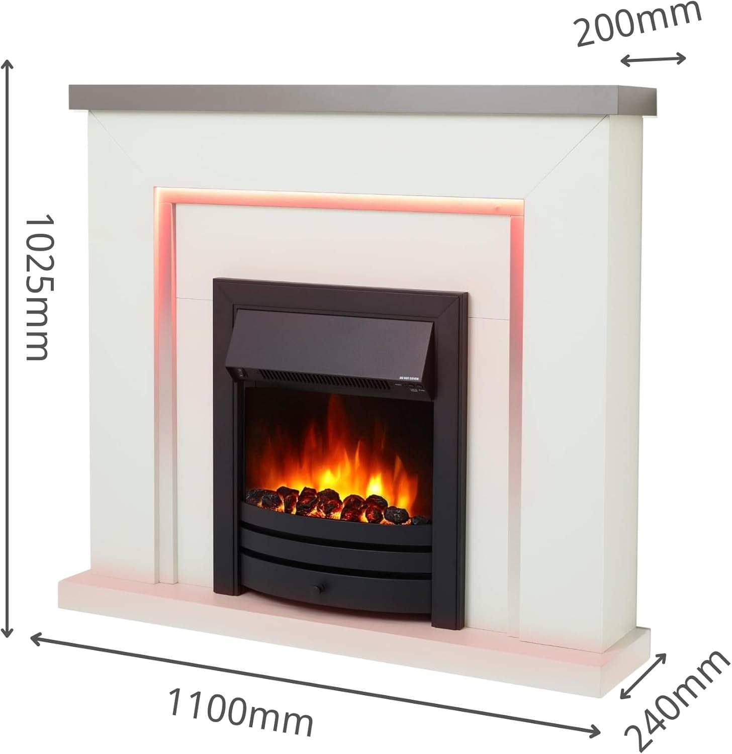 42" Electric Fireplace Suite with Flame Effect, Remote & 13-Color LED Light