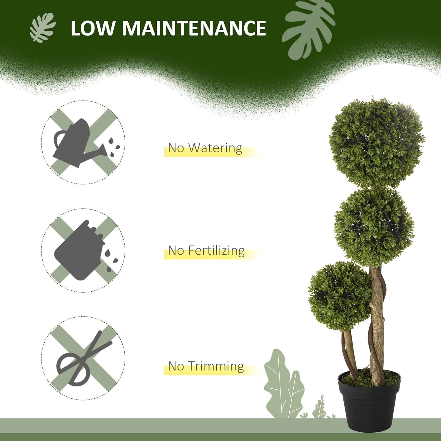 Set of 2 90cm Boxwood Topiary Trees Faux Plant UV Resistant Indoor Outdoor Décor