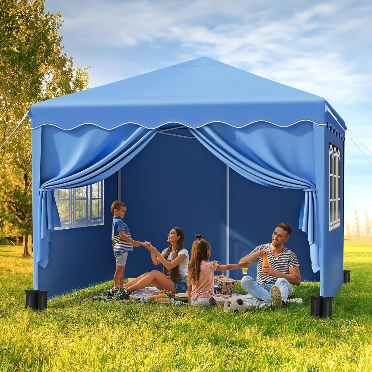 3x3M Pop Up Gazebo With Sides Waterproof Garden Party Tent 420D Oxford White