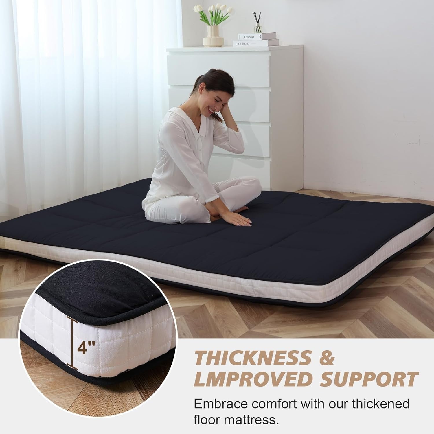 King Size Japanese Floor Futon Mattress – Extra Thick Memory Foam