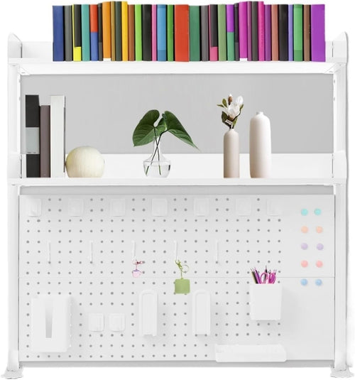 Clamp-On Desk Shelf 2-Tier Pegboard Adjustable Desktop Organizer White