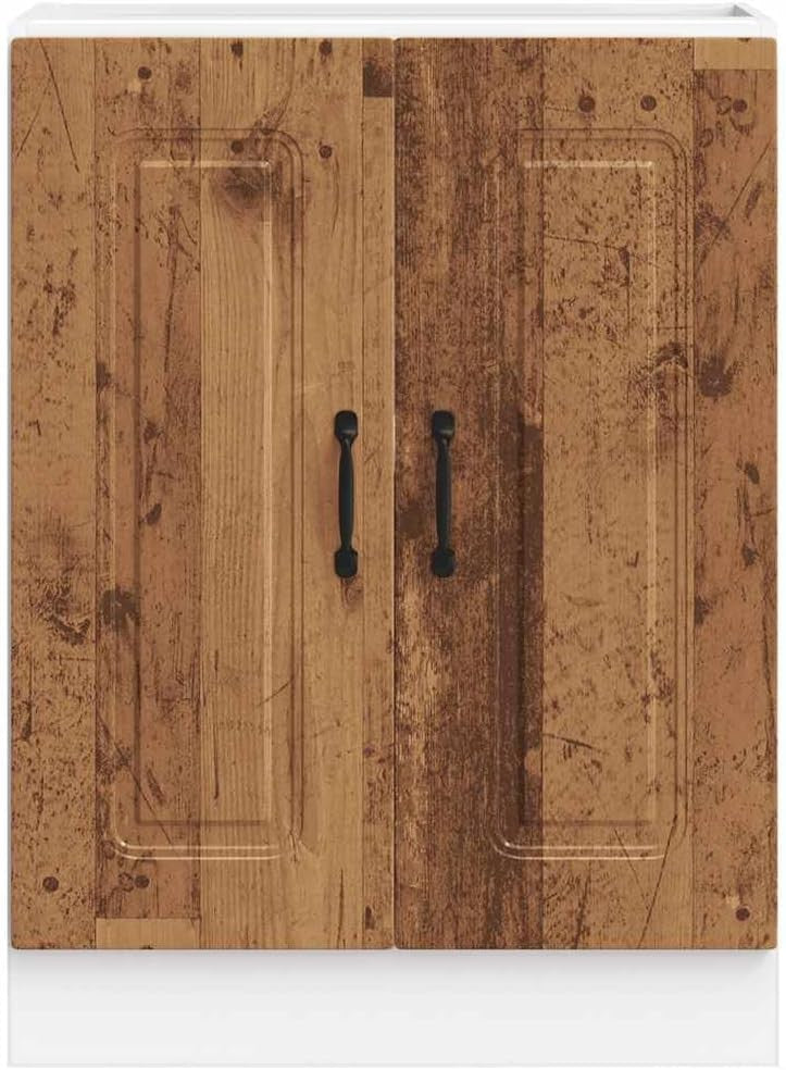 Old Style Oak Bathroom Vanity Cabinet 60cm Under Sink Storage Unit with Doors