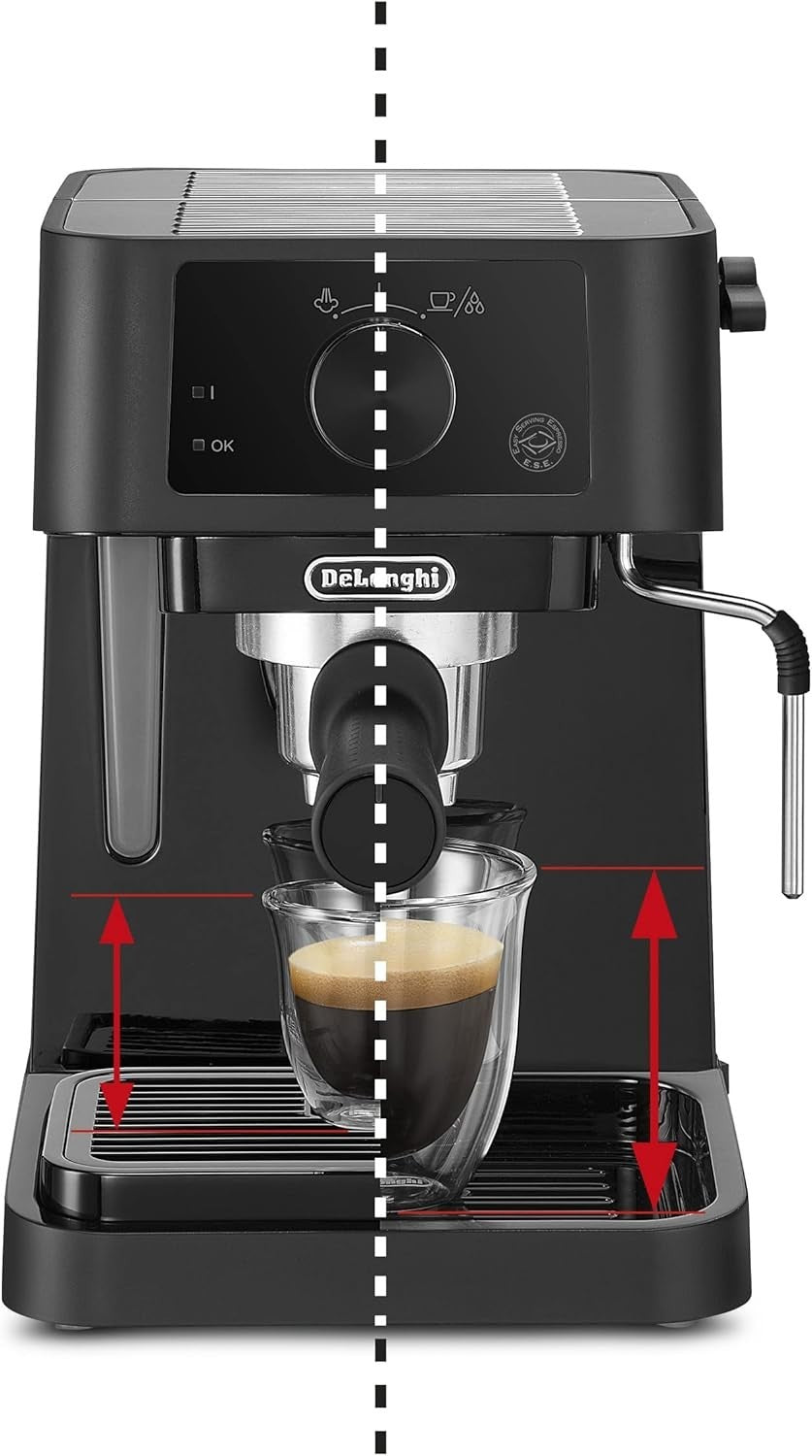 15-Bar Espresso Machine with Milk Frother Dual Thermostat Steam Wand 1100W Black