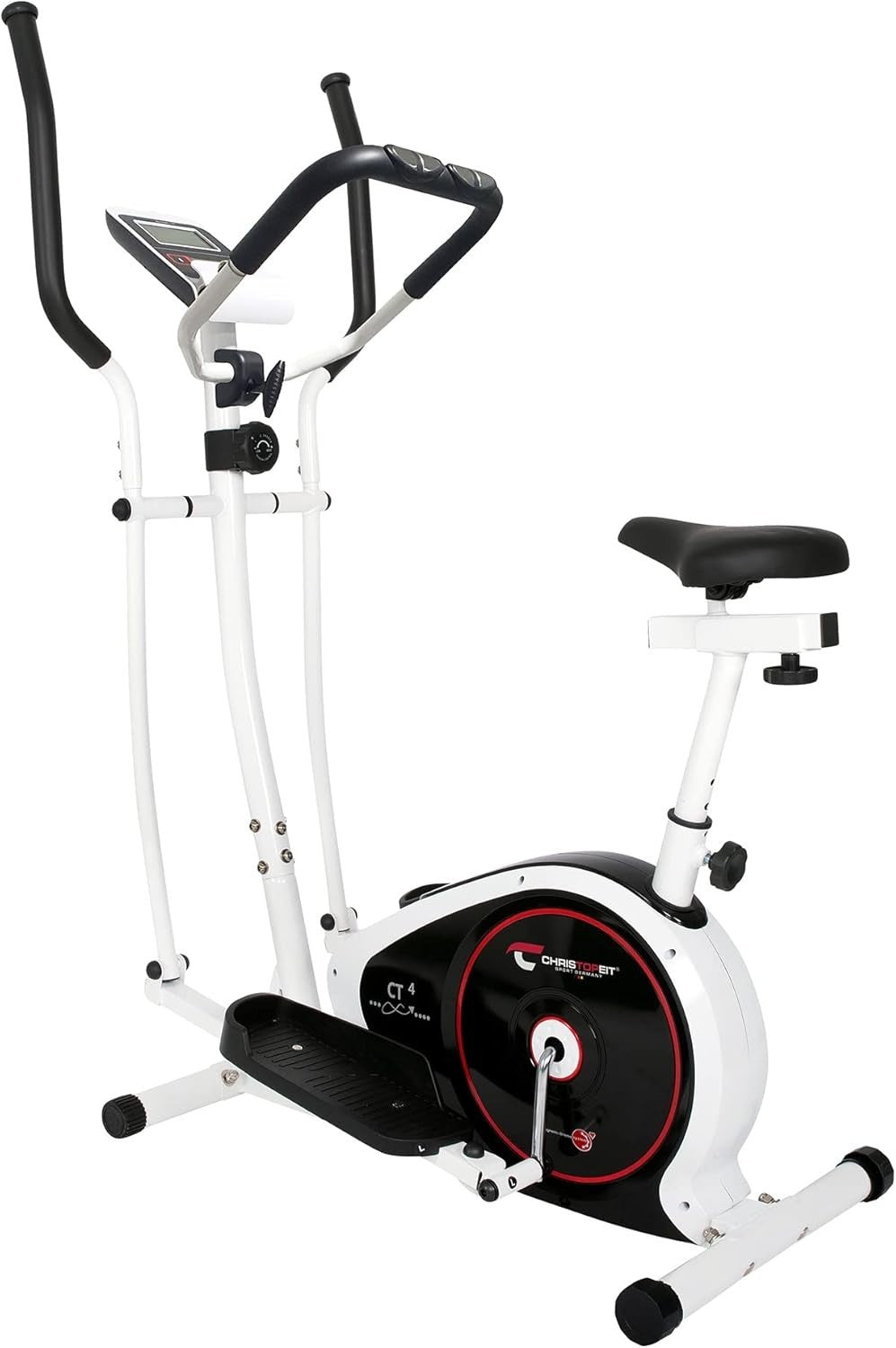 2-in-1 Elliptical Cross Trainer & Exercise Bike with Seat 8-Level Magnetic LCD