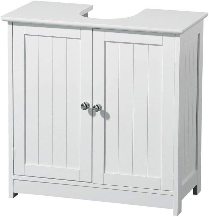 Under Sink Bathroom Cabinet 2 Door Storage Cupboard 60x29x60cm White