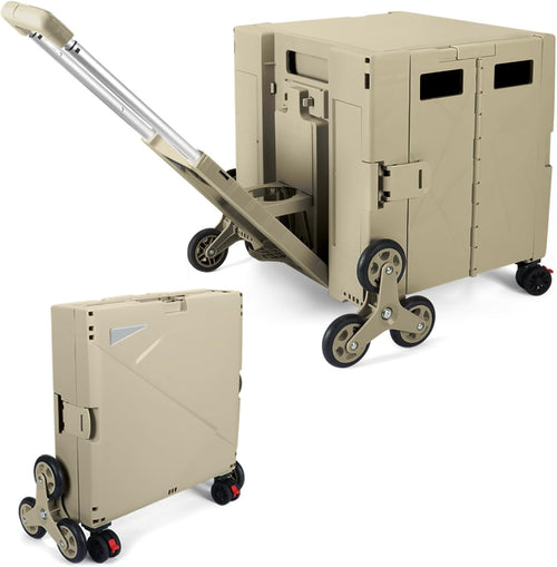 Folding Shopping Trolley with Stair Climbing Wheels 76L Heavy Duty Cart
