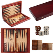 Large Wooden Backgammon Set 57x48cm Folding Board with Dice Cups Case