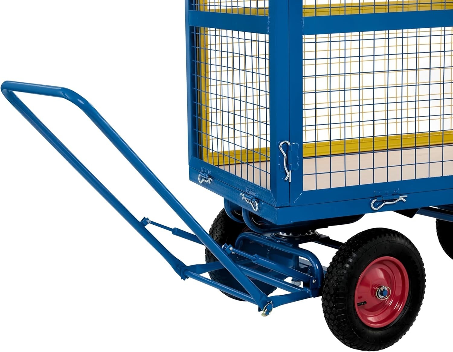 Heavy Duty 1000kg Trolley Mesh Cage Platform Cart Pneumatic Wheels