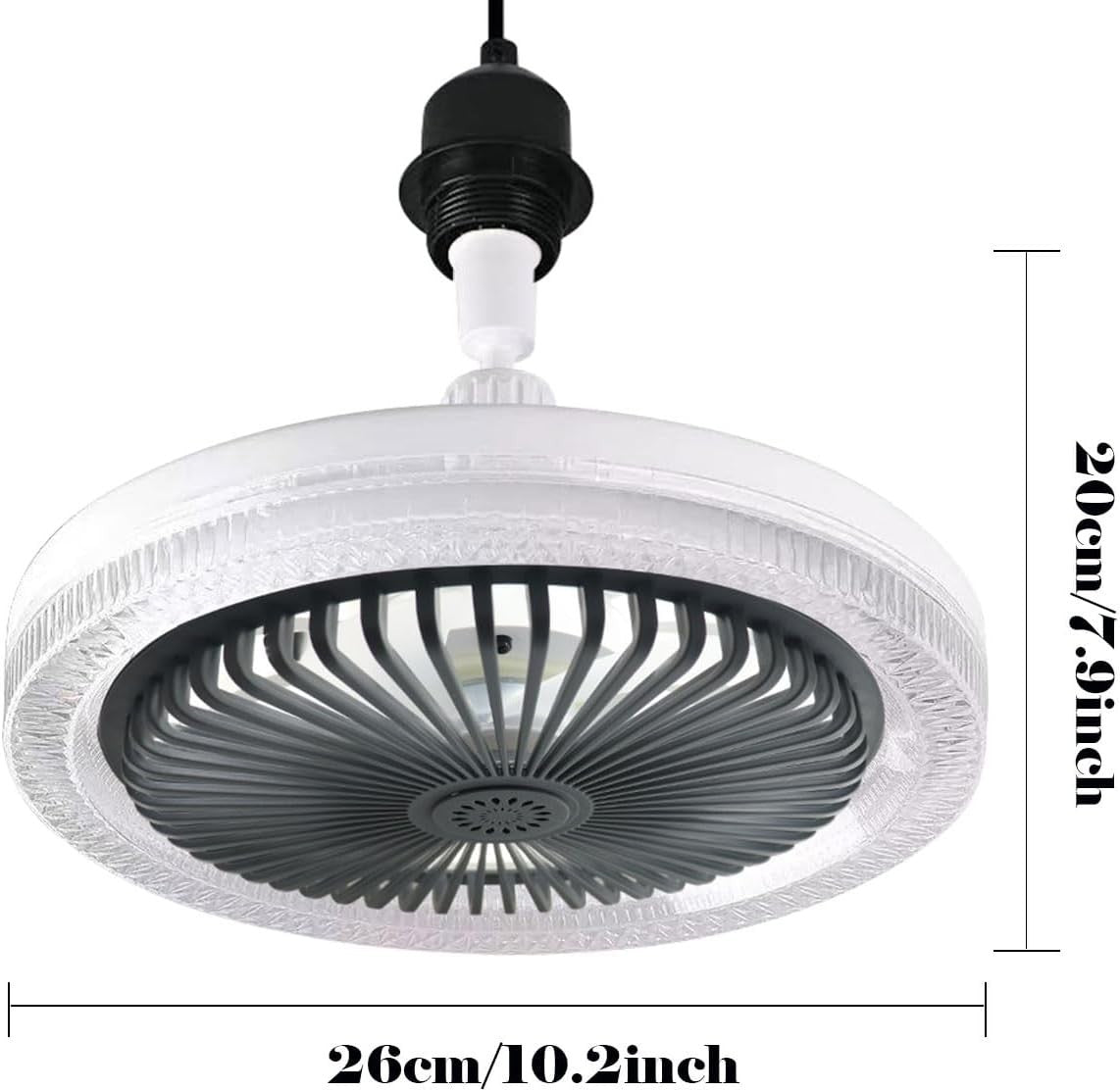 2-in-1 LED Ceiling Fan, 3 Speeds, 3 Color Temps, Dimmable, Remote, Dark Grey
