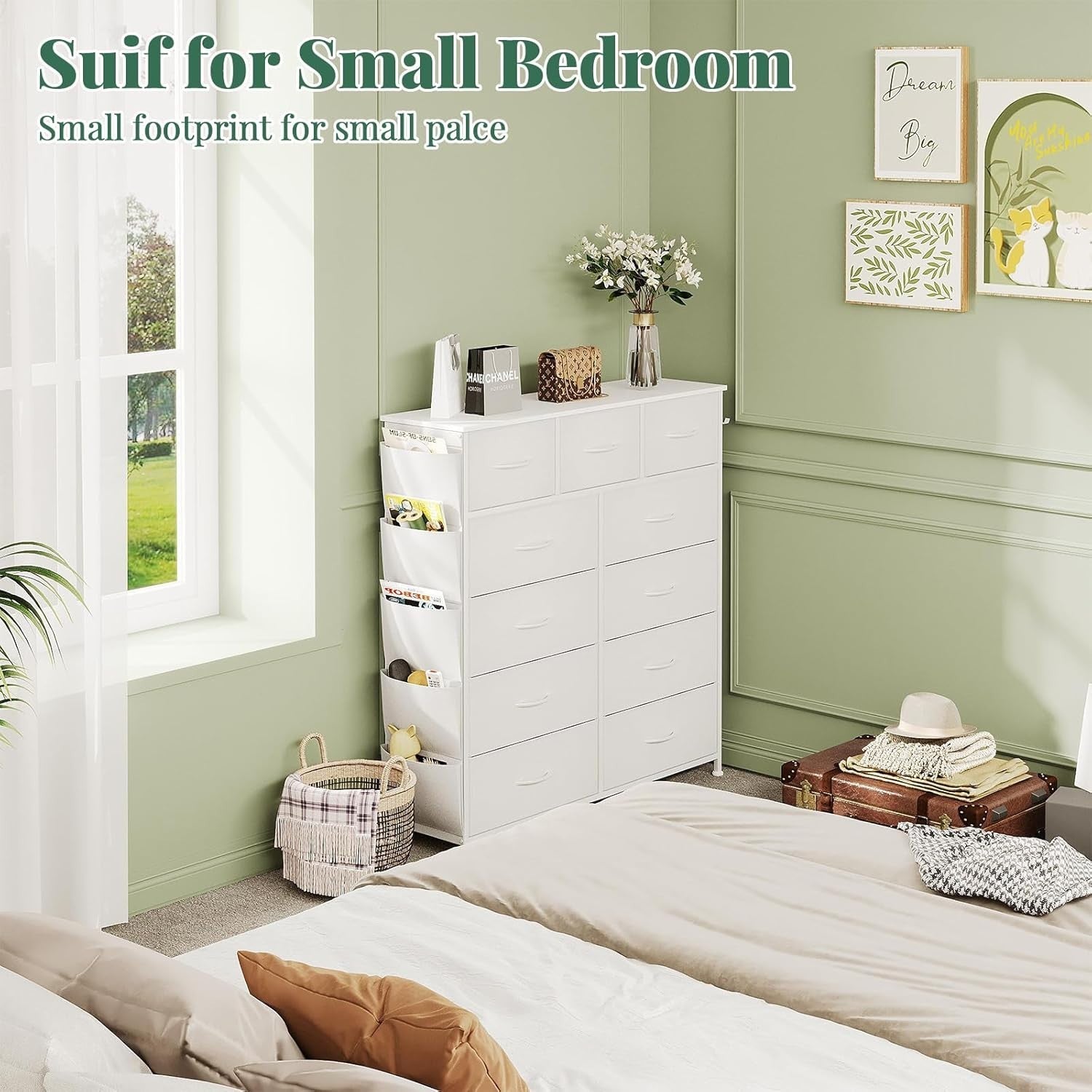 11 Drawer Storage Chest with Fabric Bins | Space-Saving Bedroom Organizer