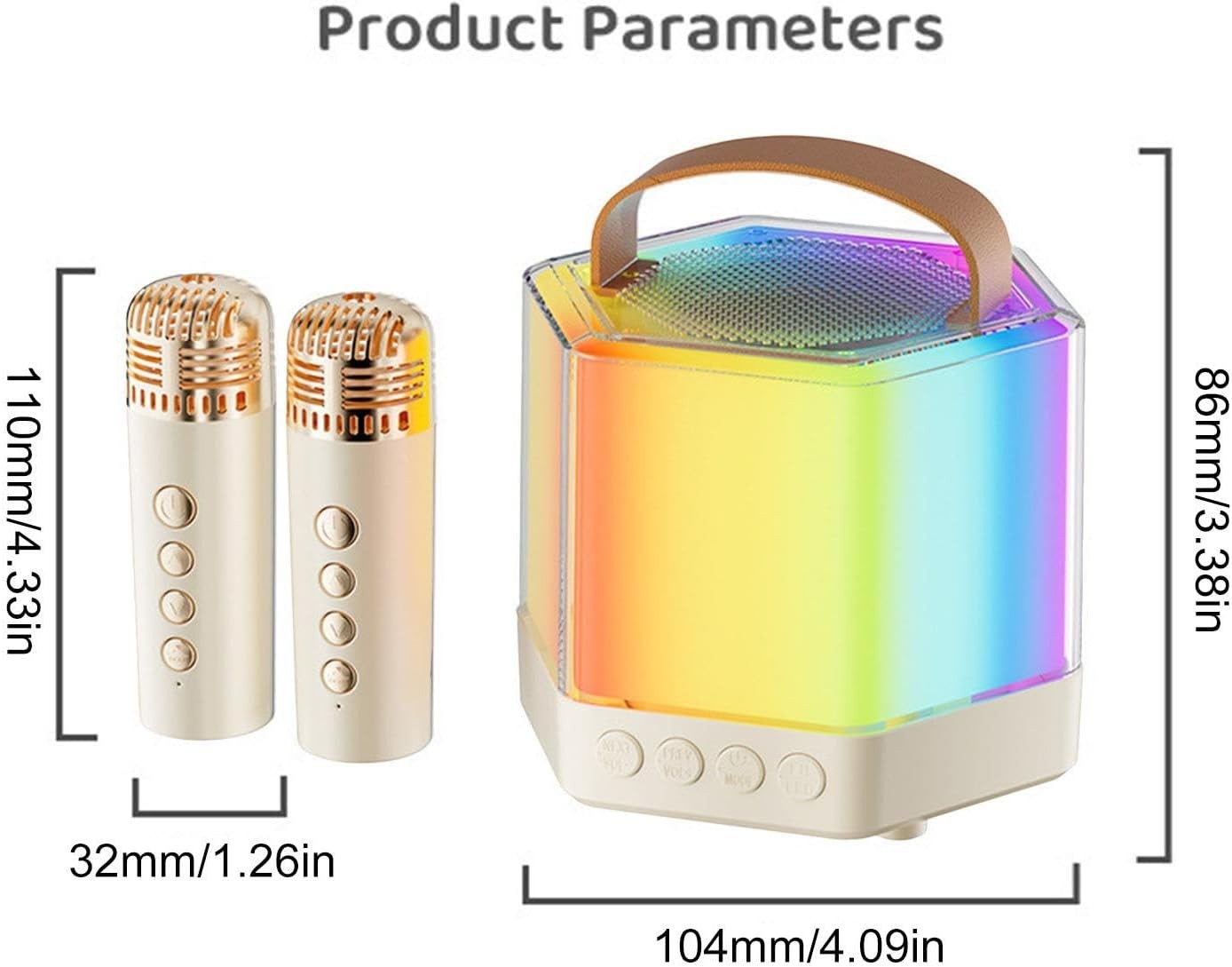 Wireless Karaoke Machine 2 Mics RGB LED Speaker Portable Party