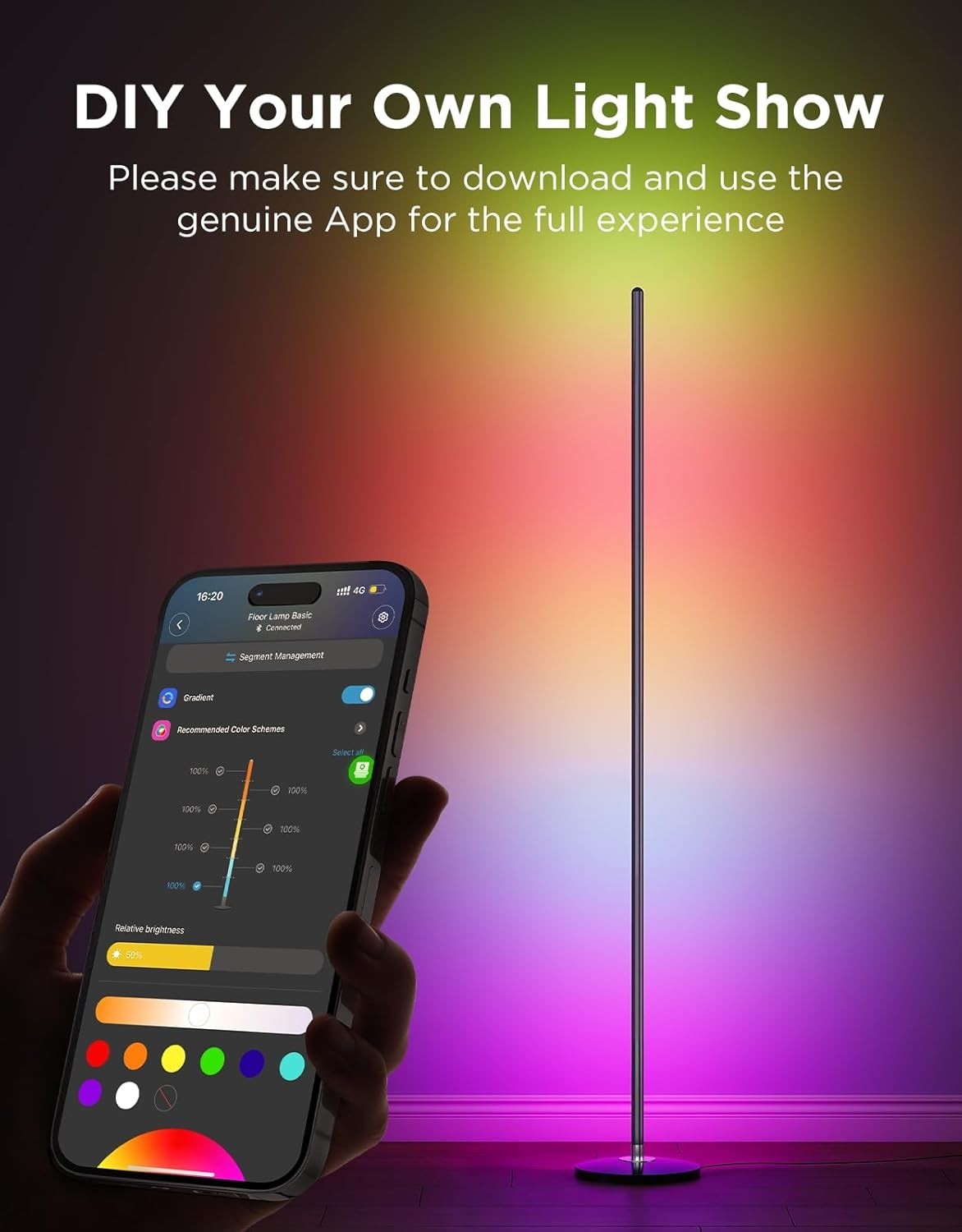 RGB Corner Floor Lamp Smart LED Light 61 Modes Music Sync Alexa Mood Lamp
