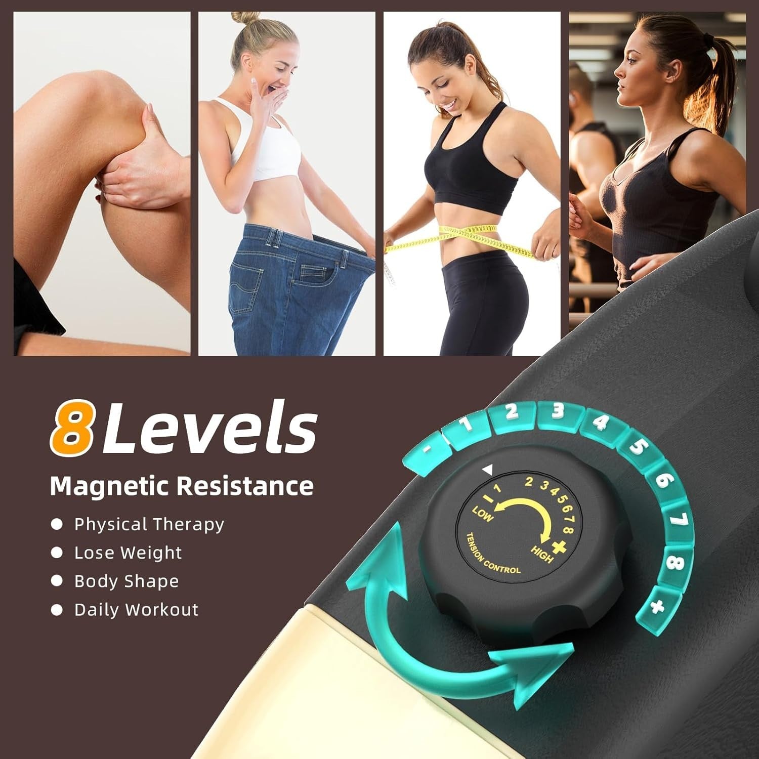 Recumbent Exercise Bike 400LB Magnetic Bluetooth LED Heart Rate Adjustable Seat