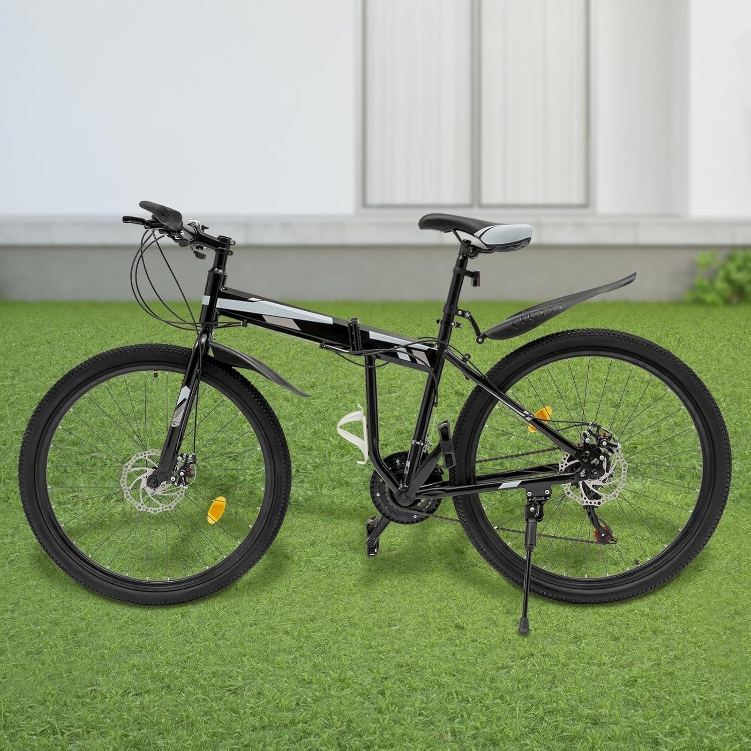 26" Mountain Bike 21-Speed Disc Brake Youth Adult MTB with Mudguards & Cup Holde