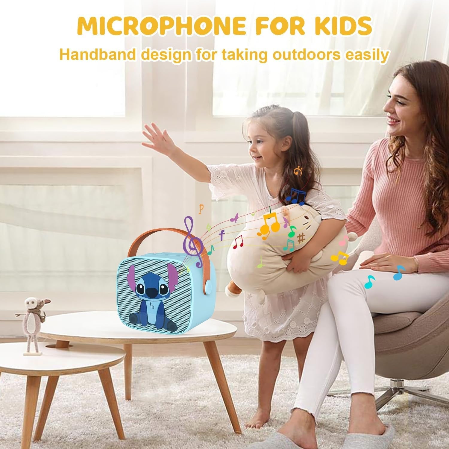 Blue Kids Karaoke Machine w/ 2 Wireless Mics & LED Party Lights