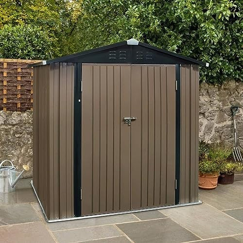 Heavy Duty 6x4 ft Outdoor Metal Garden Shed Lockable Storage Unit
