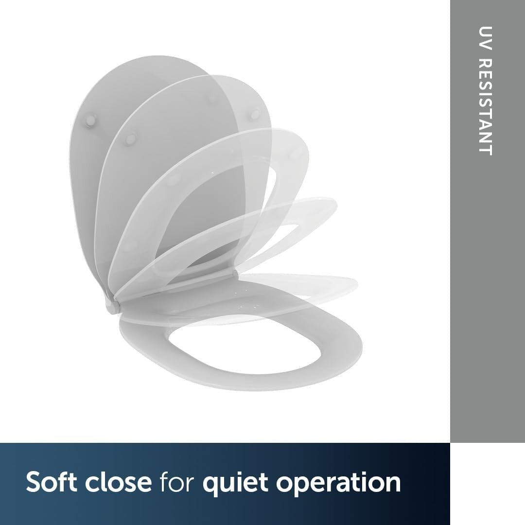Connect Air Toilet Seat Round White Slim Soft Close Durable Duroplast