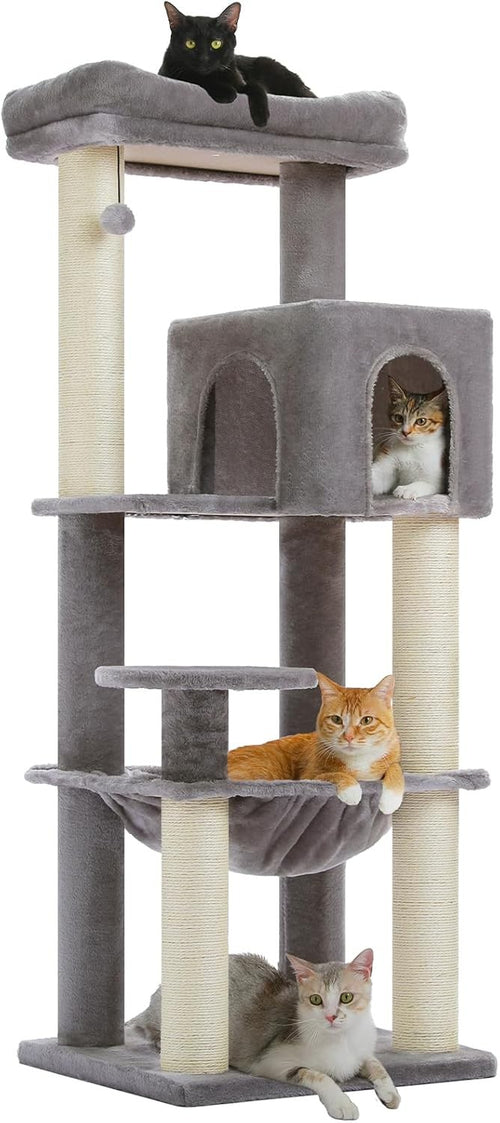 Large Cat Tree Tower 147cm Multi Level Thick Scratching Posts Hammock Condo