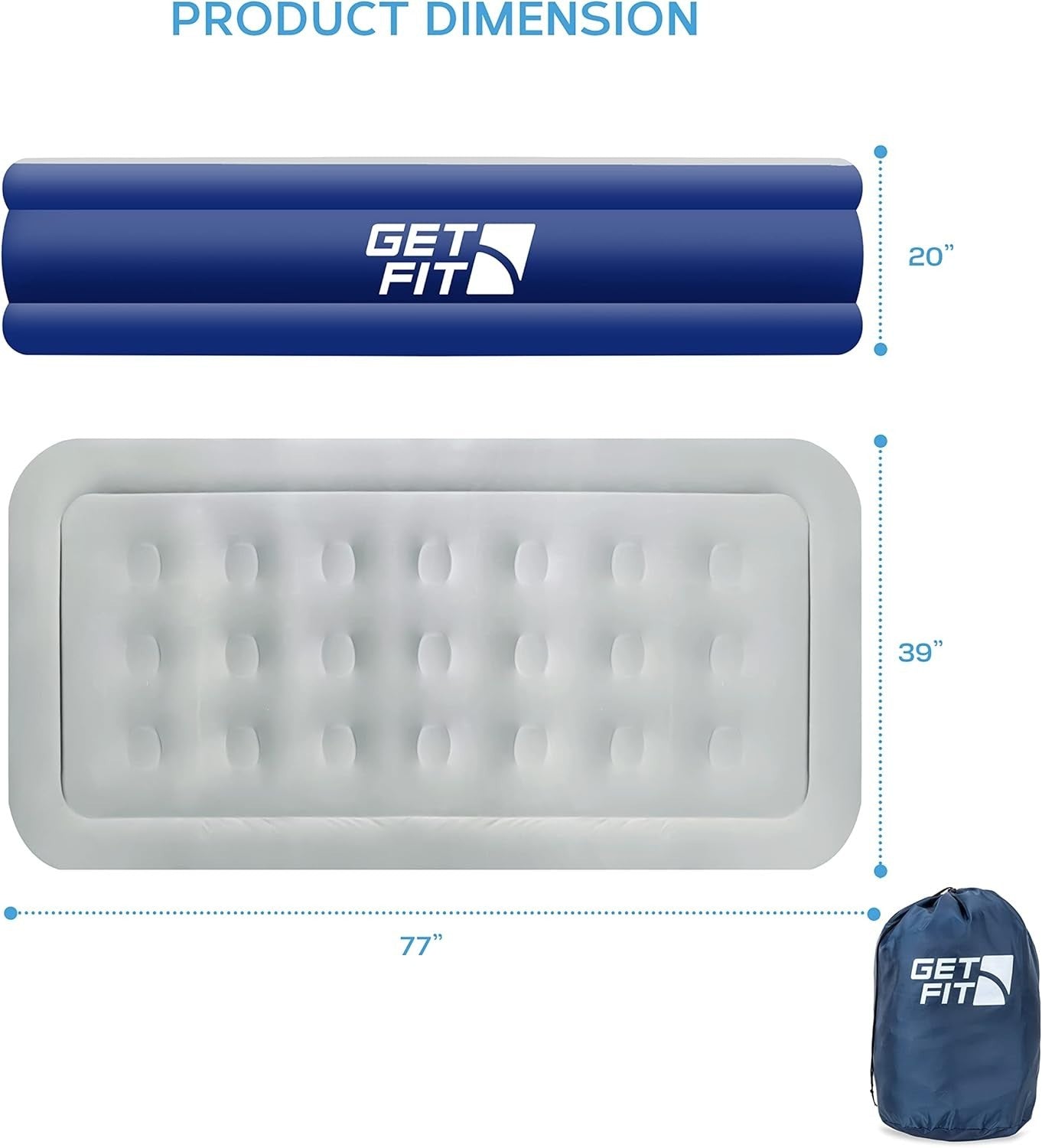 Single Inflatable Air Mattress with Electric Pump & Pillow – 99x196cm