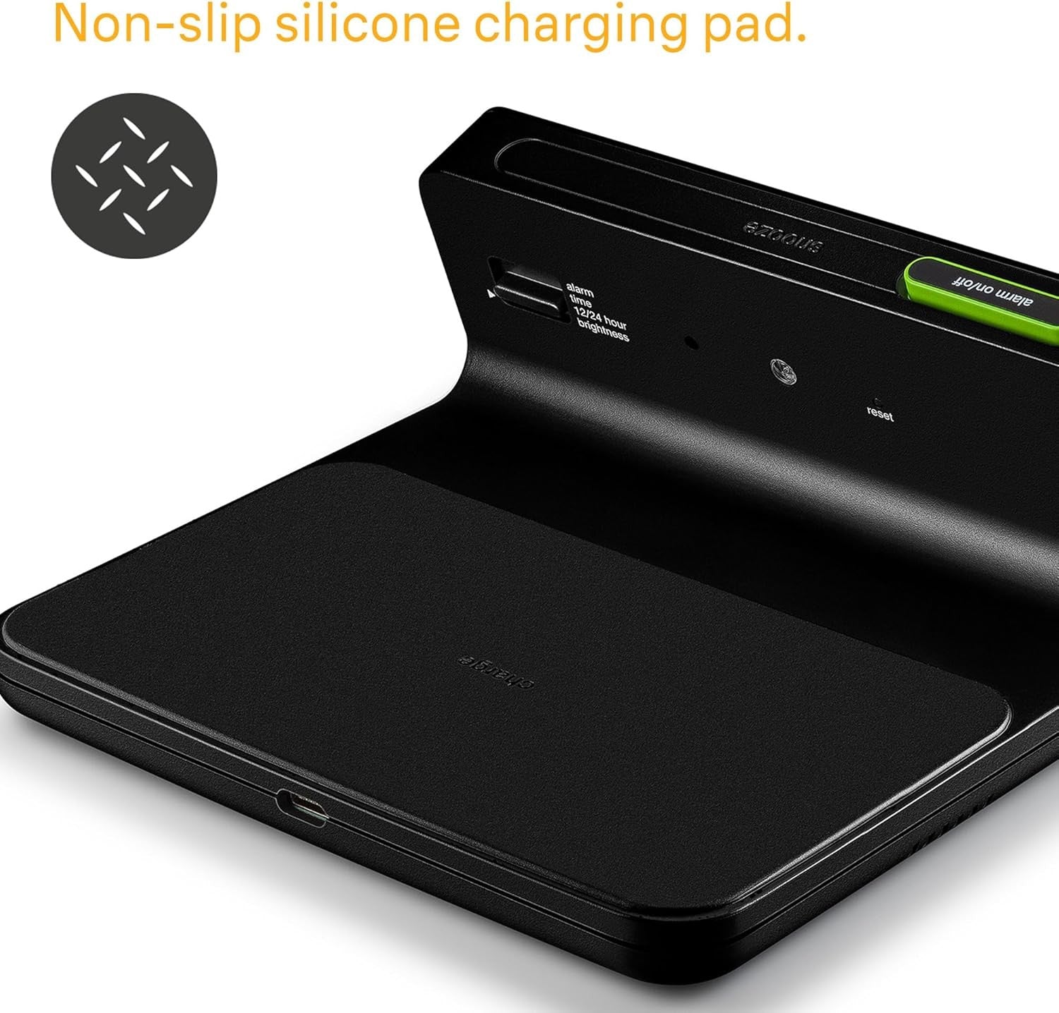 Wireless Charging Digital Alarm Clock LCD Auto Dimming Charge