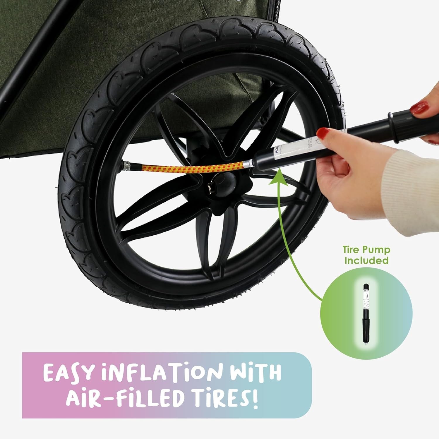 Dog Bike Trailer Jogger Stroller Large Foldable Air Tires Rain Cover