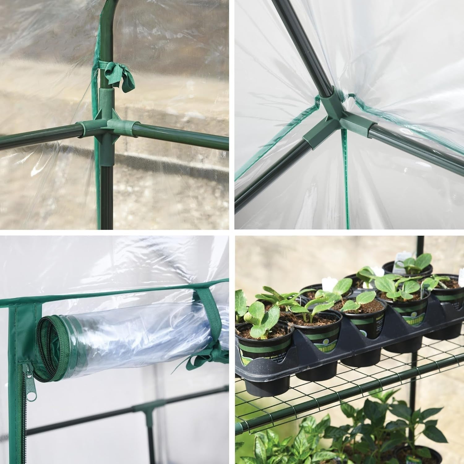 3 Tier Walk-In Greenhouse Clear PVC Cover 143x73x195cm 4 Shelves Outdoor