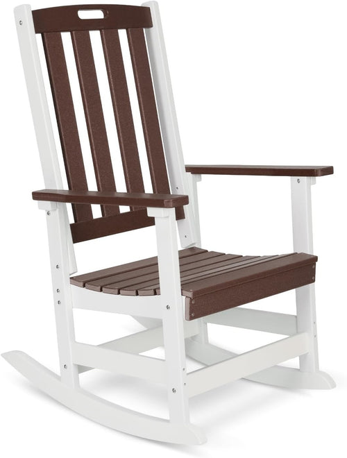 Outdoor Ergonomic Rocking Chair with Weatherproof HDPE – Patio & Porch