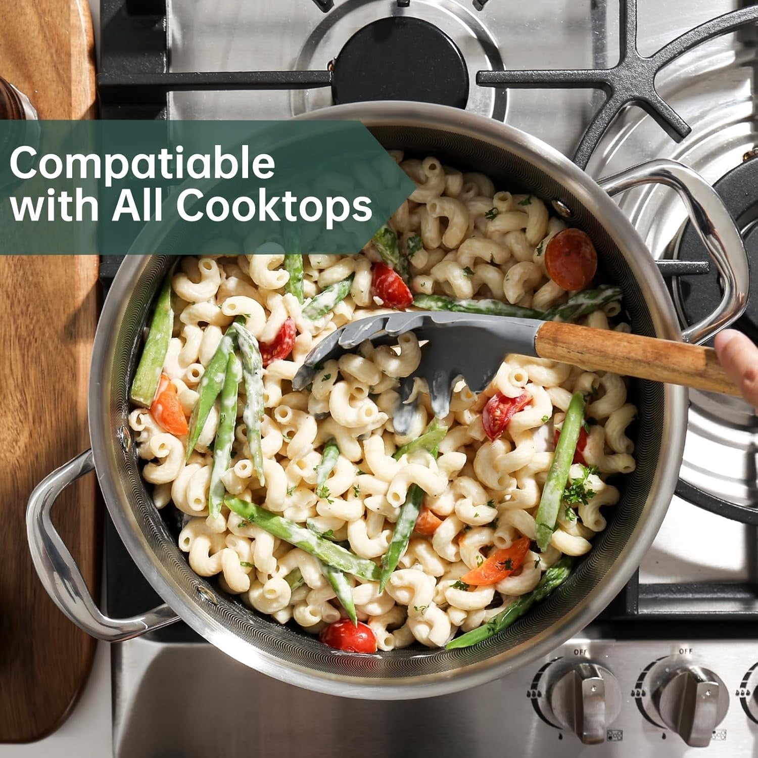 15Pcs Non-Stick Stainless Steel Cookware Set with Lids Steamer Detachable Handle
