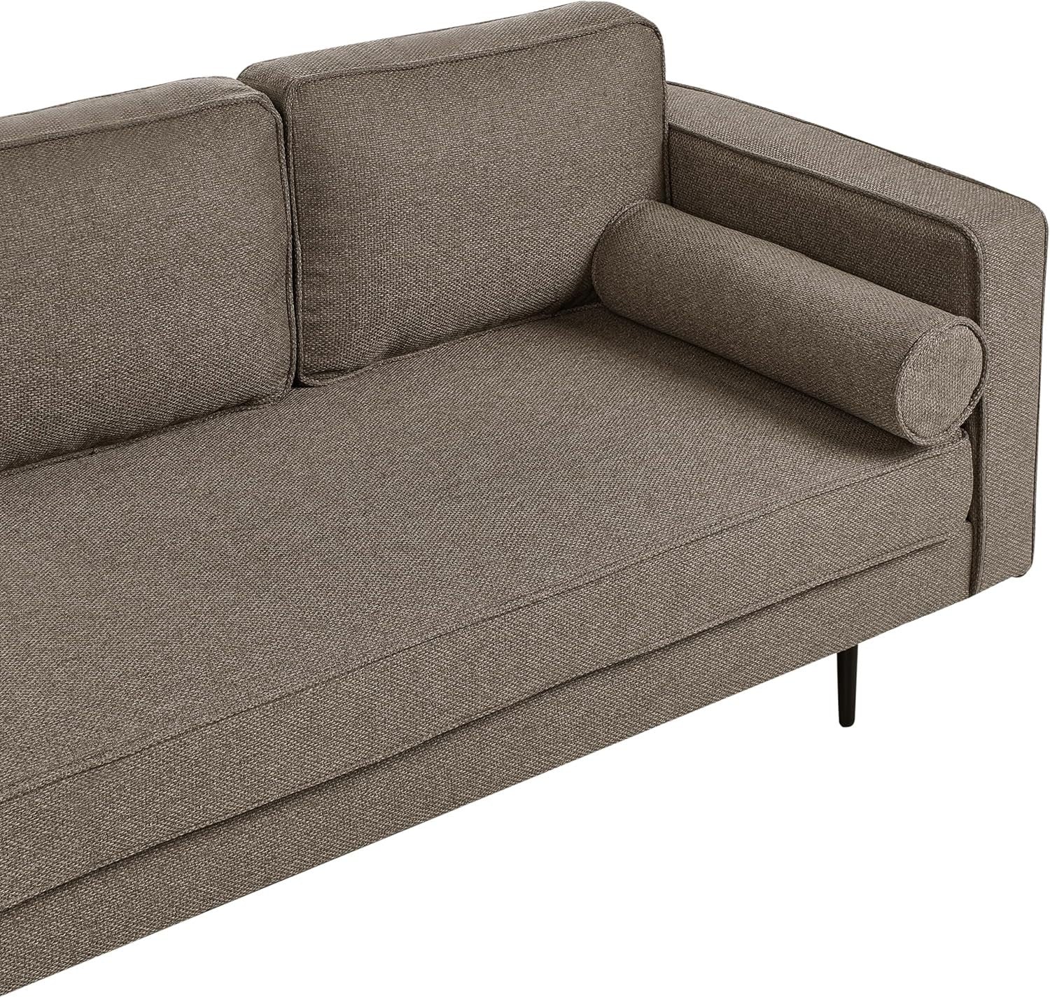 Brown Chaise Lounge Sofa Right-Hand | Bolster Cushion Modern Metal Legs