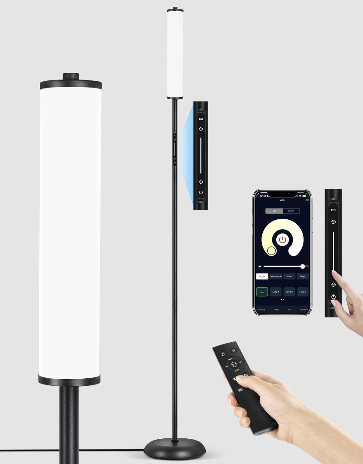 RGB Corner Floor Lamp 1500LM Smart LED Dimmable Remote App Music Sync