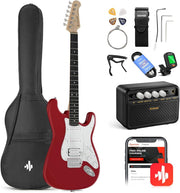 39in Electric Guitar Starter Kit HSS Red w Amp & Bag